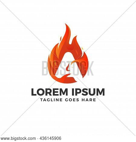 A Letter Logo Vector With Fire Illustration