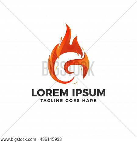 G Letter Logo Vector With Fire Illustration