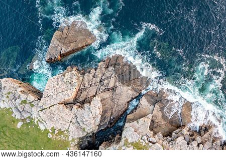 Aerial View Of The Rocky Coastline By Marmeelan And Falcorrib South Of Dungloe, County Donegal - Ire