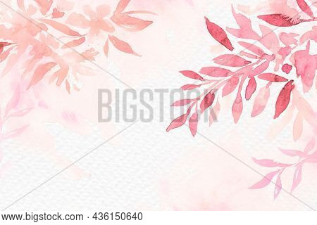 Pink watercolor leaf background aesthetic spring season