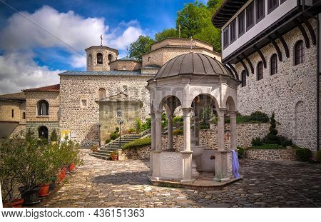 View To Bigorski Monastery St John The Baptist At Rostusha, North Macedonia