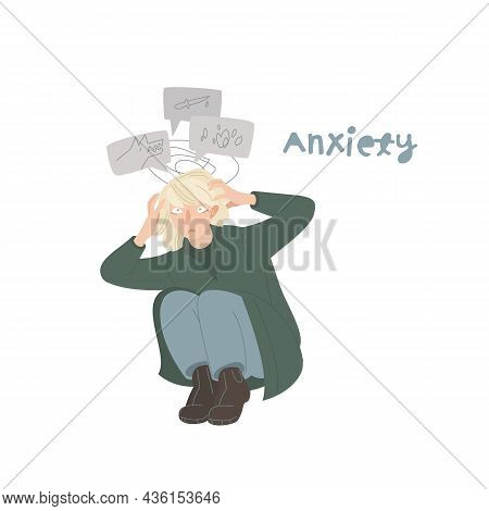 Anxiety Icon. Hypochondria, Complaint Habit, Oppression Sign. Psychological Disorder.