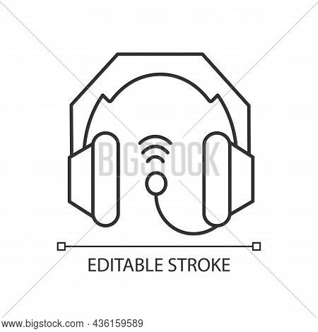Gaming Headset Linear Icon. E Sports Equipment. Headphones Connected To Pc And Game Console. Thin Li