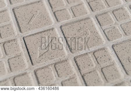 The Back Side Of The Tile Is Close-up. Texture Of The Reverse Side Of The Tile. Background