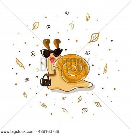 The Glamorous Snail Painting Is Made On A White Background