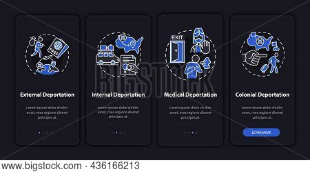 Different Deportation Types Onboarding Mobile App Page Screen. Immigration Problems Walkthrough 4 St