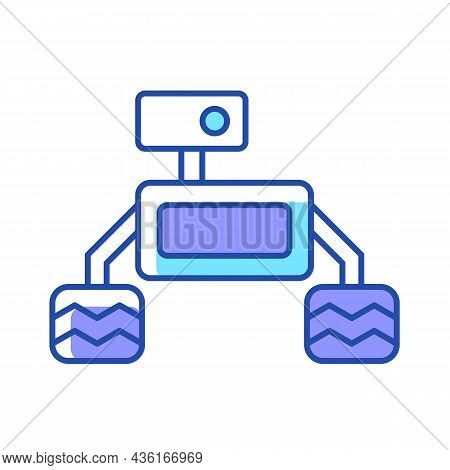 Space Exploration Robot Rgb Color Icon. Collecting Sample For Examination. Robotic Vehicle. Performi