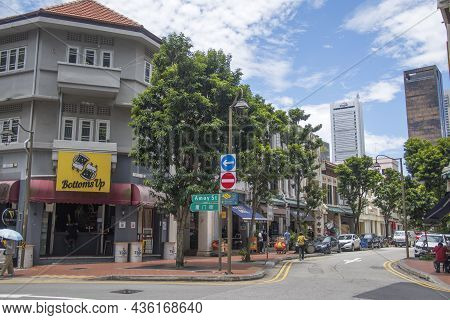 Singapore- 11 Oct, 2021: Street View Of Amoy Street In Singapore. Amoy Street Was Initially Listed A