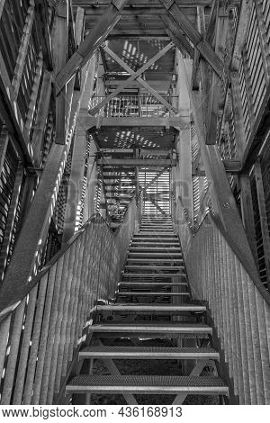 Staircase In The Observation Tower Of The Rhein-main Regional Park, Floersheim, Germany