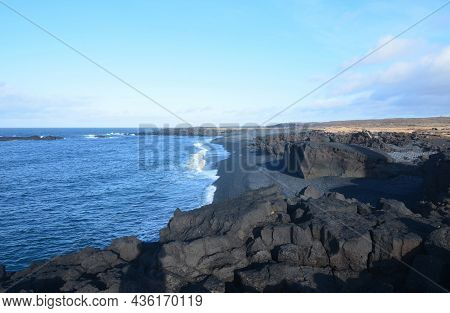 Gorgeous Black Lava Pearl Beach In Dritvik Iceland.