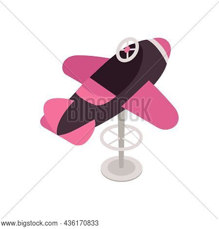 Isometric Icon With Plane Child Seat For Hairdresser Salon On White Background Vector Illustration