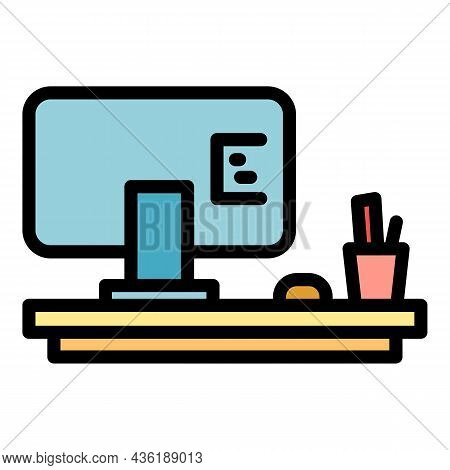 Ergonomic Computer Icon. Outline Ergonomic Computer Vector Icon Color Flat Isolated