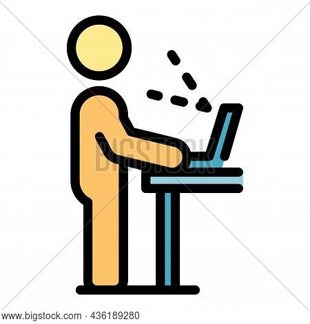 Standing Ergonomic Position Icon. Outline Standing Ergonomic Position Vector Icon Color Flat Isolate