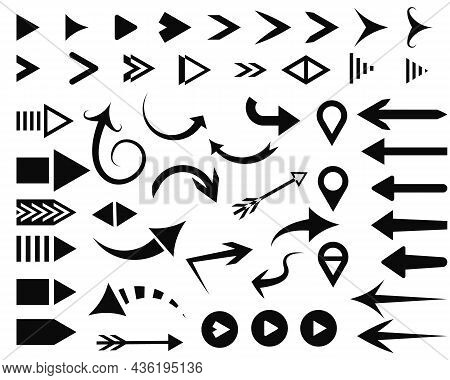 Set Arrow Icon. Collection Different Arrows Sign. Arrow Flat Style Isolated On White Background - St