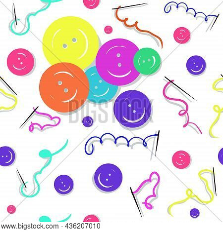 Pattern Of Multicolored Buttons On A White Background