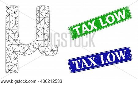 Polygonal Mu Greek Lowercase Symbol Image, And Tax Low Blue And Green Rectangular Rubber Stamp Seals