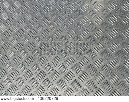 Stainless Steel Metal Plate Flooring With Crosshatch Non-slip Texture.