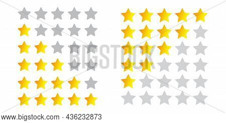 Collection Of Rating Stars. Social Media Concept. Winner Award Sign. Game Background. Vector Illustr