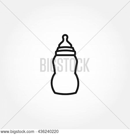 Baby Milk Bottle Line Icon. Feeding Bottle With Soother Line Icon. Feeding Bottle Isolated Line Icon