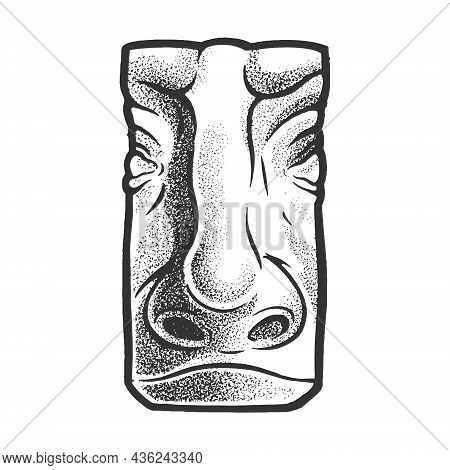 Gypsum Plaster Cast Human Nose Sketch Engraving Vector Illustration. T-shirt Apparel Print Design. S