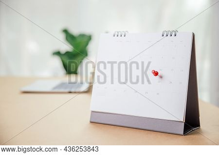 Calendar Desk Place On The Table. Desktop Calender For Planner To Plan Agenda, Timetable, Appointmen