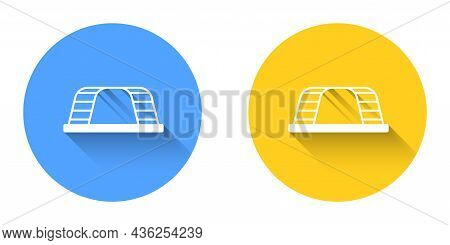 White Monkey Bar Icon Isolated With Long Shadow Background. Circle Button. Vector