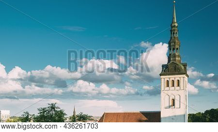 Tallinn, Estonia, Europe. Old Town Cityscape In Sunny Summer Evening. Popular Place With Famous Land