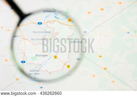 Kitzingen City In Germany, Bavaria Visualization Illustrative Concept On Display Screen Through Magn