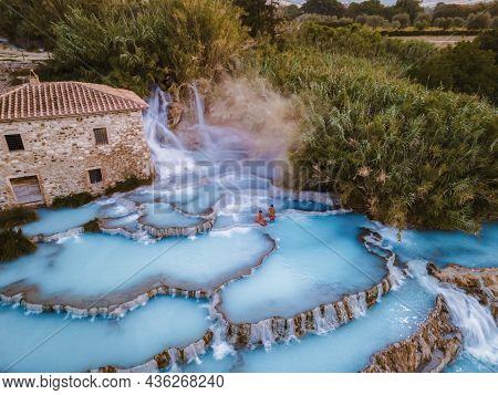 Toscane Italy, Natural Spa With Waterfalls And Hot Springs At Saturnia Thermal Baths, Grosseto, Tusc
