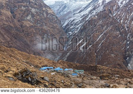Machhapuchhre Base Camp Early In The Morning, Annapurna Conservation Area, Himalaya, Nepal