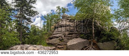 Rock In The Forest - Summer Landscape With Natural Monument Nine Rocks - Devet Skal, Zdarske Vrchy I