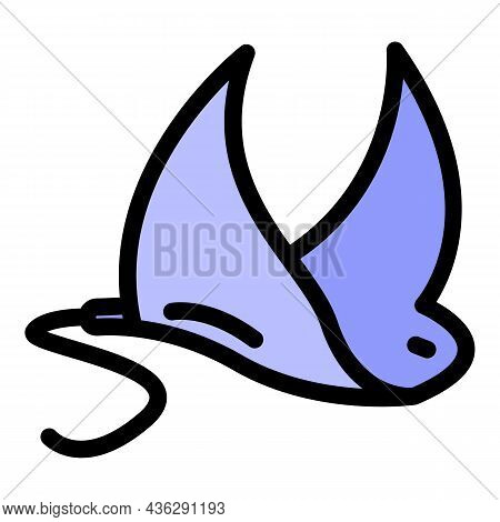 Manta Ray Icon. Outline Manta Ray Vector Icon Color Flat Isolated