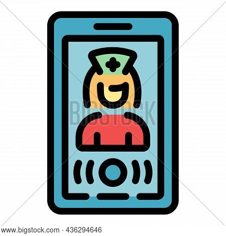 Online Medical Consultation Icon. Outline Online Medical Consultation Vector Icon Color Flat Isolate