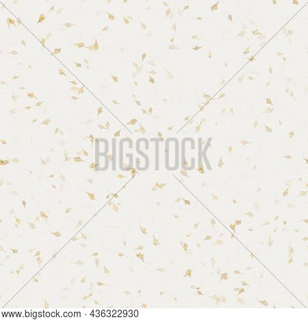 Handmade White Gold Metallic Rice Sprinkles Paper Texture. Seamless Washi Sheet Background. Sparkle 