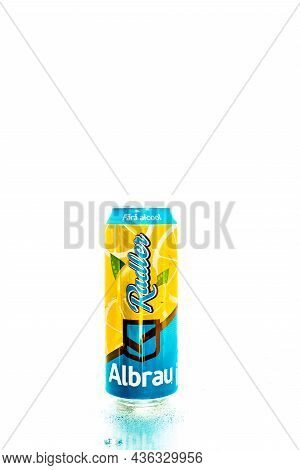 Albrau Beer From Romanian Local Brewery Isolated. Detail Photo Of Beer Can In Bucharest, Romania, 20