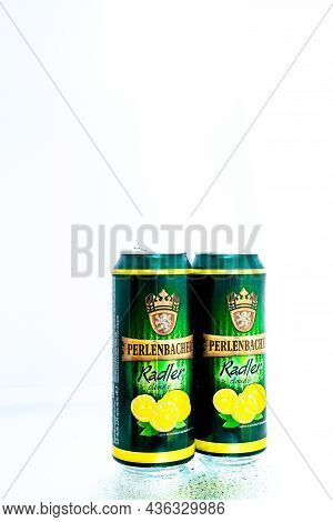 Can Of Perlenbacher Radler Beer In Bucharest, Romania, 2021