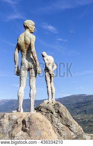 El Torno, Cáceres, Extremadura, Spain. Portrait Statues Of The Monument To The Forgotten Of The Span