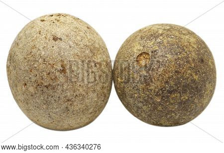 Ripe Pair Of Wood Apples Or Kod Bel Of Southeast Asia