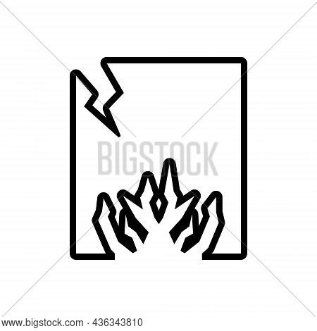 Black Line Icon For Crack Rift Split Fissure Break Tearing Rupture Lapse Damage Gap