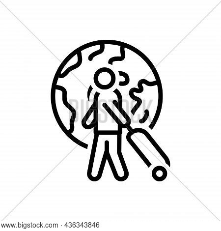 Black Line Icon For Overseas Exotic Foreign Peregrine Outlandish Abroad Travel Journey