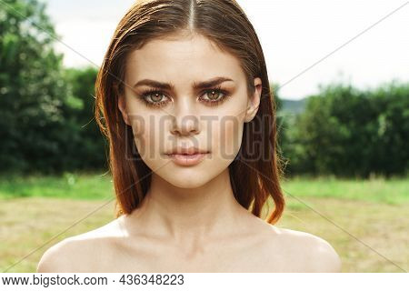 Portrait Of A Woman Makeup Spa Nature Fresh Air Close-up