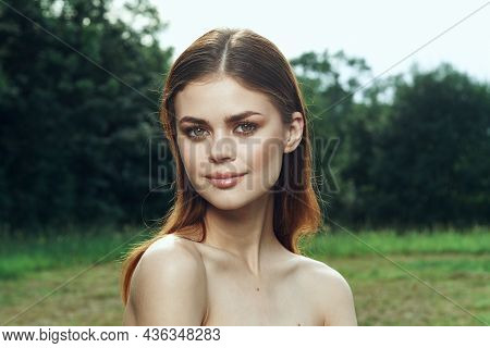 Portrait Of A Woman Makeup Spa Nature Fresh Air Close-up