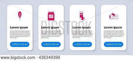 Set Wooden Log, Socks, Jam Jar And Leaf. Business Infographic Template. Vector