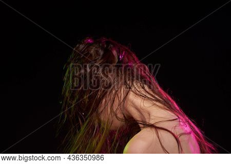 Beautiful Woman Hairstyle Fashion Naked Shoulders Makeup Studio Lifestyle
