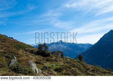 Autumn Landscape In The Swiss Central Mountains On A Sunny Afternoon