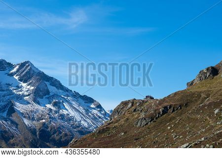Autumn Landscape In The Swiss Central Mountains On A Sunny Afternoon