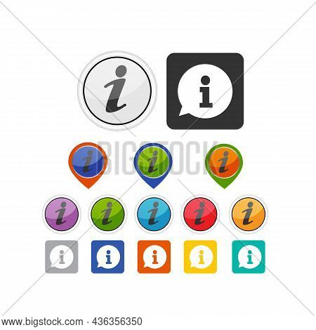 Information Sign Icon. Speech Information Bubble Symbol. Circles And Rounded Squares 15 Buttons. Vec