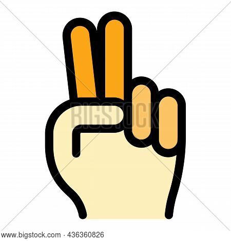 Hand Gesture Two Minutes Icon. Outline Hand Gesture Two Minutes Vector Icon Color Flat Isolated