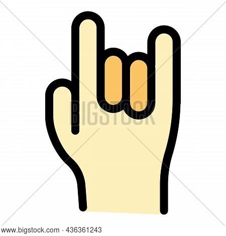 Hand Gestures Rock U Icon. Outline Hand Gestures Rock U Vector Icon Color Flat Isolated