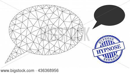 Web Network Forum Message Vector Icon, And Blue Round Hypnose Textured Stamp Seal. Hypnose Stamp Sea